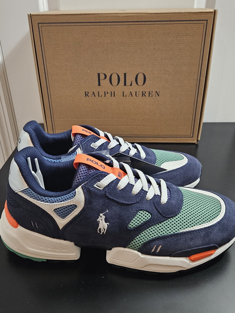 NIB Men's Polo Ralph Lauren Jogger Suede and Mesh Sneakers Size 11.5D